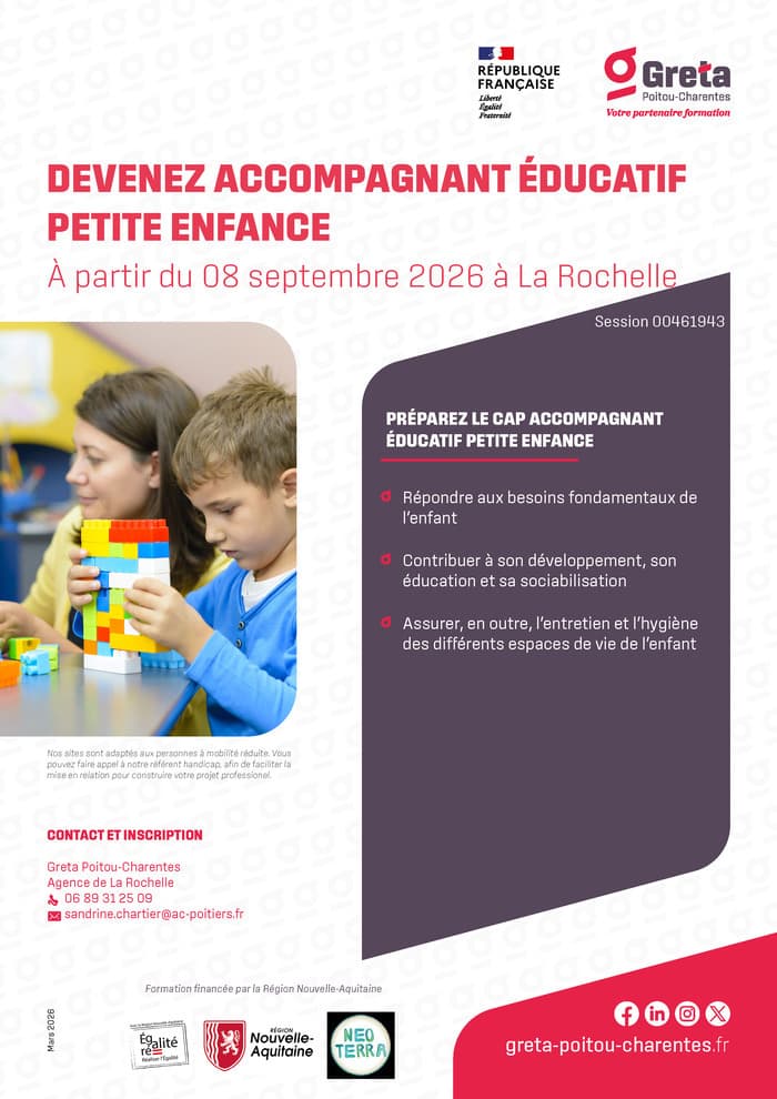 Formation CAP Accompagnant éducatif petite enfance à La Rochelle · photo 1