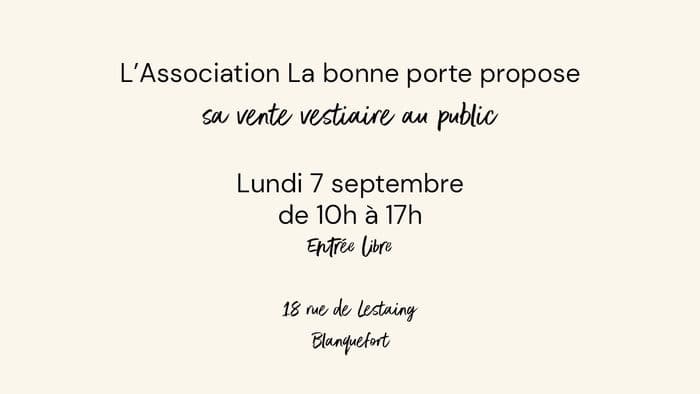 Vente vestiaire tout public par l'association La Bonne Porte · photo 1