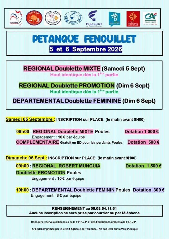 Régional doublette mixte et départemental doublette féminine - Les 5 et 6 septembre · photo 1