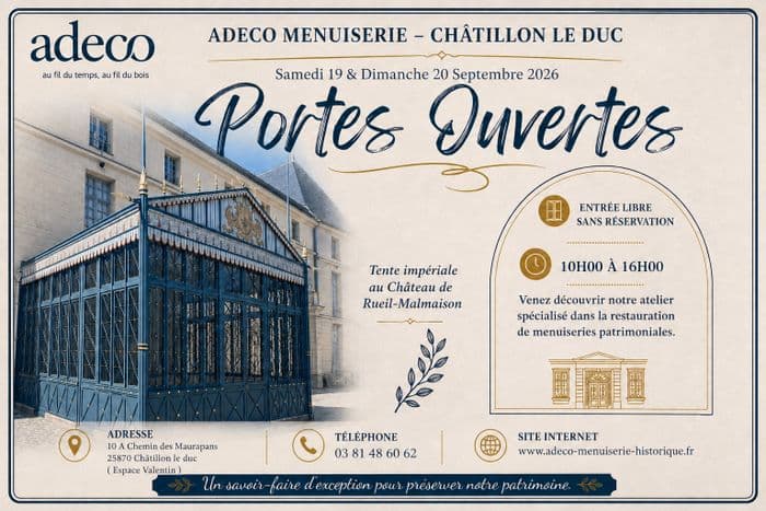 Portes Ouvertes édition N° 2 - Société Adeco Menuiserie spécialisée dans la restauration de Monuments Historiques -   19 · photo 1