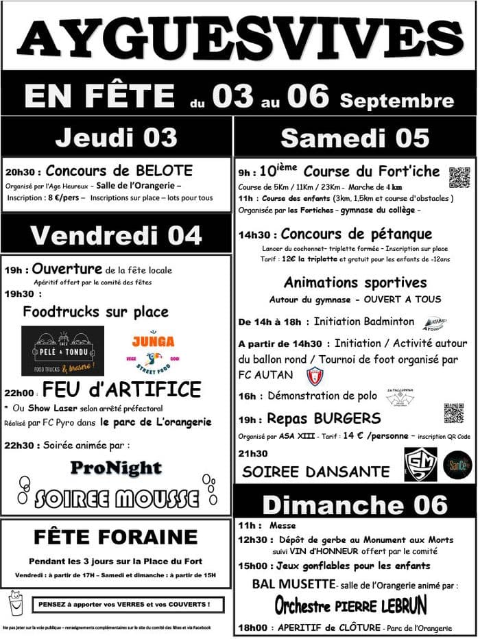 Fête locale Ayguesvives du 3 au 6 septembre 2026 · photo 1