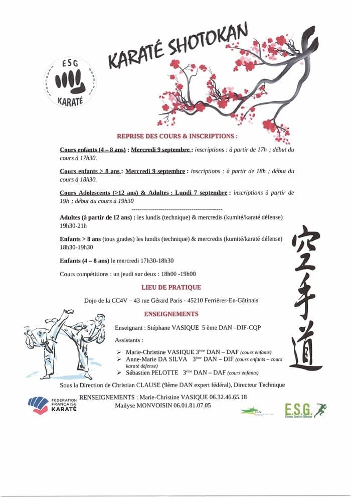 Reprise des cours de Karaté Shotokan - ESG Karaté · photo 1