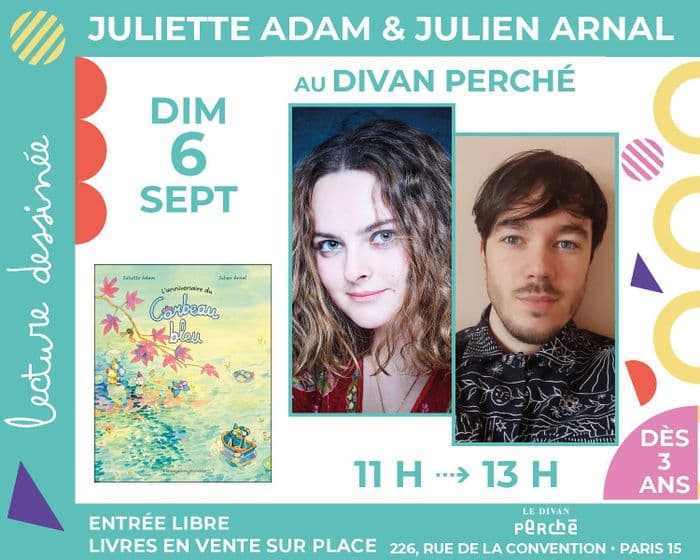Jeunesse : lecture dessinée Juliette Adam et Julien Arnal dédicacent « L'Anniversaire du Corbeau bleu » · photo 1