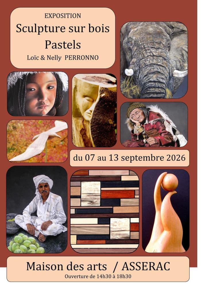 Exposition : sculptures sur bois et pastels · photo 1