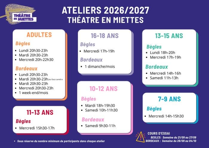 Inscription - Atelier de théâtre enfant/ado/adulte - saison 2026/2027 · photo 1